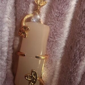 18 inch white Jadeite bamboo pendant in gold chain 22 inch Necklace
